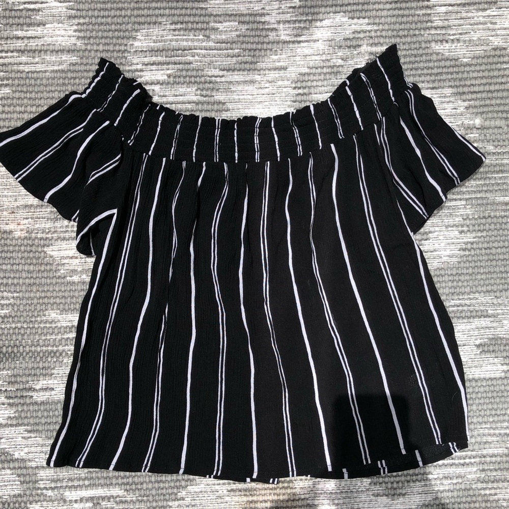 Black and white striped blouse
